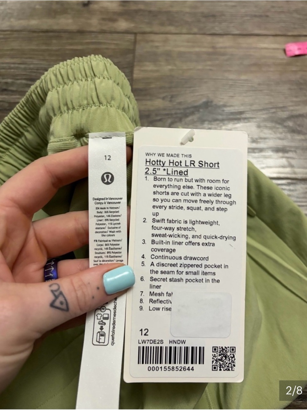 NWT Lululemon Hotty Hot Short *LR *2.5" (Honeydew) Size 12 - Picture 2 of 3